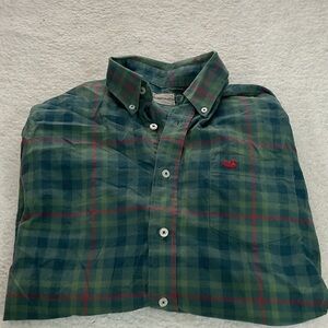 Southern Marsh Green and Red Plaid Men's Shirt
